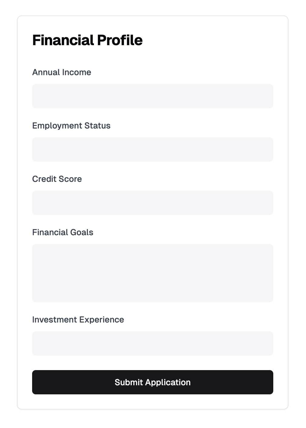 Example dynamic form for KYC