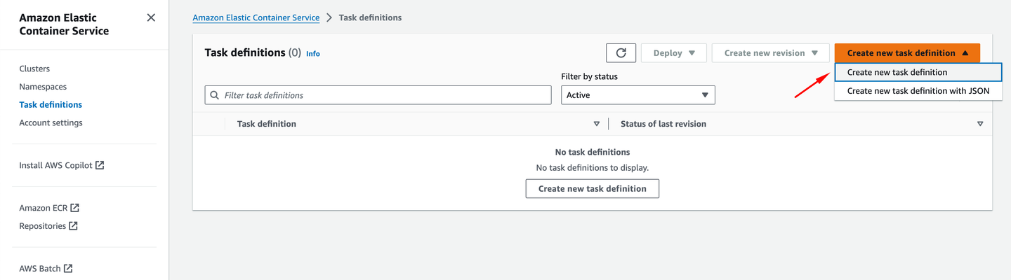 AWS Create Task Definition